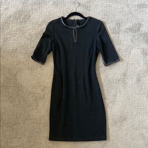 St. John Black Tie Front Sheath Mini Dress